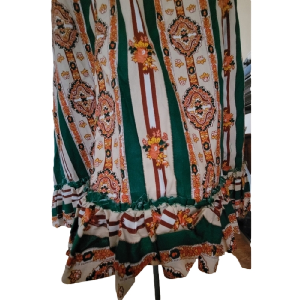 Vintage Handmade Floral Striped Ruffled Dress - Picture 3 of 6